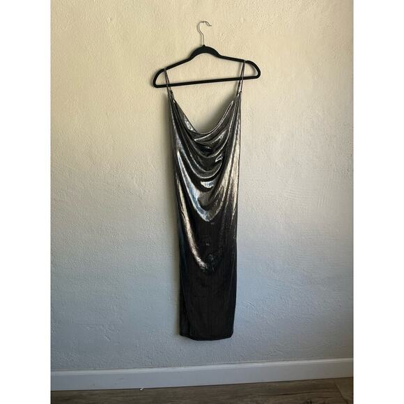 Anthropologie Endless Rose Woman Silver WaistWith Slip Midi Dress, Size … - Picture 2 of 8